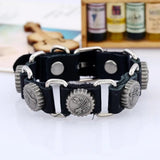 Men Leather Belt Bracelet Wrench Gear Charms Wristbands Brown