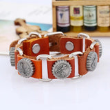 Men Leather Belt Bracelet Wrench Gear Charms Wristbands Brown