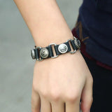 Men Leather Belt Bracelet Wrench Gear Charms Wristbands Brown