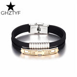 Golden Double Layer Rubber Belt Cuff Bangle Bracelet