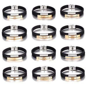 Golden Double Layer Rubber Belt Cuff Bangle Bracelet