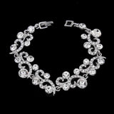 Silver Plated Rhinestone Charm Bracelet for Women Bridal Wedding