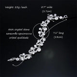 Silver Plated Rhinestone Charm Bracelet for Women Bridal Wedding