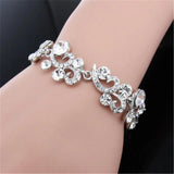 Silver Plated Rhinestone Charm Bracelet for Women Bridal Wedding