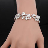 Silver Plated Rhinestone Charm Bracelet for Women Bridal Wedding