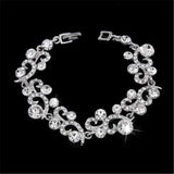 Silver Plated Rhinestone Charm Bracelet for Women Bridal Wedding