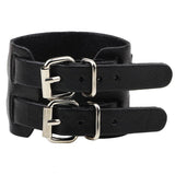 Punk Gothic Belt Buckle Leather Bracelet Wide Cuff Wristband