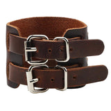 Punk Gothic Belt Buckle Leather Bracelet Wide Cuff Wristband