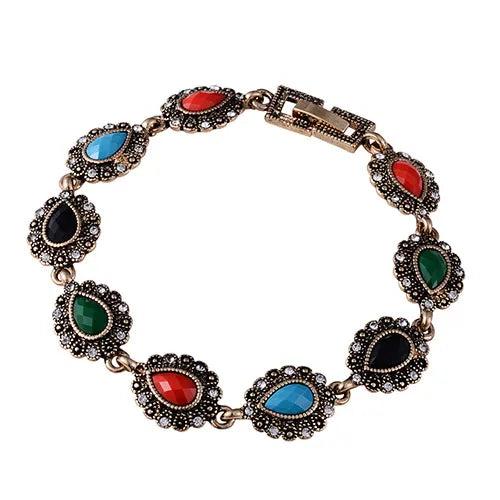 Tibetan Silver Ethnic Multicolor African Resin Crystal Bracelet Bangles
