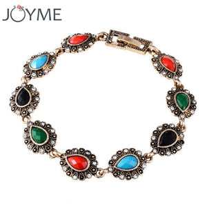 Tibetan Silver Ethnic Multicolor African Resin Crystal Bracelet Bangles