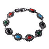 Tibetan Silver Ethnic Multicolor African Resin Crystal Bracelet Bangles