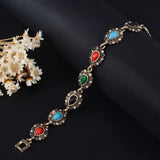 Tibetan Silver Ethnic Multicolor African Resin Crystal Bracelet Bangles