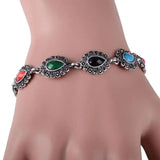 Tibetan Silver Ethnic Multicolor African Resin Crystal Bracelet Bangles