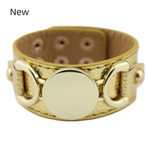 Monogram Leather Wrap Cuff Bracelet with Snap Button