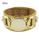 Monogram Leather Wrap Cuff Bracelet with Snap Button