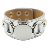 Monogram Leather Wrap Cuff Bracelet with Snap Button