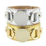 Monogram Leather Wrap Cuff Bracelet with Snap Button