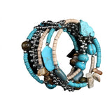 Ethnic Vintage Bohemian Cuff Bracelet with Natural Stone Beads