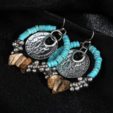 Ethnic Vintage Bohemian Cuff Bracelet with Natural Stone Beads