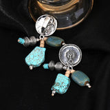 Ethnic Vintage Bohemian Cuff Bracelet with Natural Stone Beads