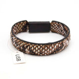 Wide Leather Bracelet for Women Rectangular Smooth Charm Bracelets