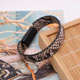 Wide Leather Bracelet for Women Rectangular Smooth Charm Bracelets