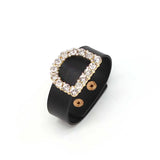 Punk Crystal Round D Leather Bracelet for Women