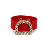 Punk Crystal Round D Leather Bracelet for Women