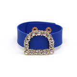 Punk Crystal Round D Leather Bracelet for Women