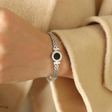 Vintage Titanium Steel Roman Numerals LOVE Bangles For Women