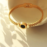 Vintage Titanium Steel Roman Numerals LOVE Bangles For Women