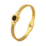 Vintage Titanium Steel Roman Numerals LOVE Bangles For Women