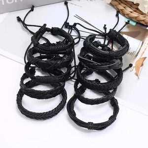 10PCs Leather Cuff Bracelets Vintage Bangle for Women