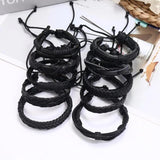 10PCs Leather Cuff Bracelets Vintage Bangle for Women