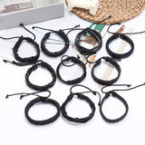 10PCs Leather Cuff Bracelets Vintage Bangle for Women