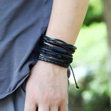 10PCs Leather Cuff Bracelets Vintage Bangle for Women