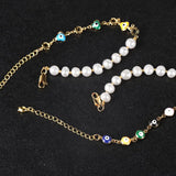Freshwater Pearls Bracelet Evil Eyes Chain Brass 18K Plated Jewelry