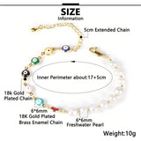 Freshwater Pearls Bracelet Evil Eyes Chain Brass 18K Plated Jewelry