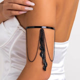 Leaf Charm Arm Bracelet for Women Metal Leaves Tassel Arm Cuff Bangle