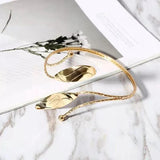 Boho Leaf Charm Upper Arm Cuff Bracelet
