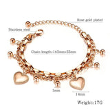 Silver Heart Charm Bracelets for Women - Multi-layer Stainless Steel