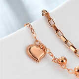 Silver Heart Charm Bracelets for Women - Multi-layer Stainless Steel