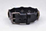 Western Flower Carved Concho Leather Bracelet Cuff