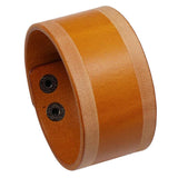 Punk Vintage Brown Leather Wide Bangle Bracelet