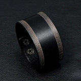 Punk Vintage Brown Leather Wide Bangle Bracelet