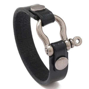Stainless Steel & Leather Men's Bracelet Customizable