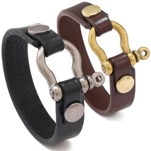 Stainless Steel & Leather Men's Bracelet Customizable