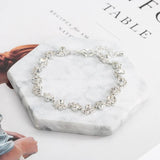 Retro Hollow Rhinestone Flower Bracelet Women