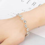 Retro Hollow Rhinestone Flower Bracelet Women
