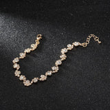 Retro Hollow Rhinestone Flower Bracelet Women